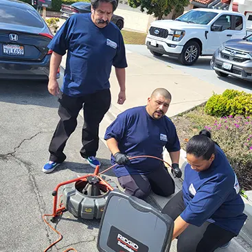 plumber inspecting sewer pipe